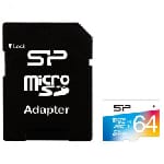 Carte mémoire Micro SDXC 64GO SILICON POWER Avec Adaptateur (SP064GBSTXBU1V2)