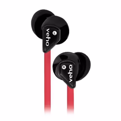 Veho Z1, Avec fil, 10 - 25000 Hz, Musique, Écouteurs, Noir, Rouge