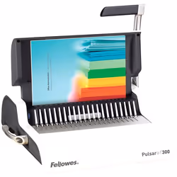 Fellowes Pulsar+ 300, Manuel, 300 feuilles, Baguettes de reliure plastique, Gris, Blanc