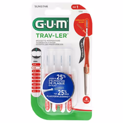 GUMTrav-LerBrossettes interdentairesProtection anti bactériensBrossette flexible0.8mm4 brossettesLes brosettes éliminent jusq ...