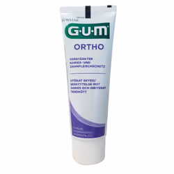 GUM Ortho Gel Dentifrice 75 ml favorise la prévention des tâches blanches et procure une reminéralisation supérieure de l'éma ...
