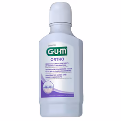 GUM Ortho Anti-Plaque Fluoré Bain de Bouche 300 ml est un bain de bouche anti-plaque à usage quotidien spécifiquement formulé pour la prévention des caries et la protection des gencives contre les irritations.