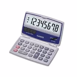 Casio SL-100L, Poche, Calculatrice basique, 8 chiffres, Affichage inclinable, Batterie/Solaire, Argent