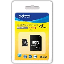 ADATA AUSDH4GCL4-RA1 mémoire flash 4 Go MicroSDHC Classe 4