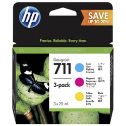 HP Cartouches d'encre cyan/magenta/jaune 711 DesignJet, 29 ml (pack de 3) (P2V32A)