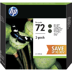 HP 72 2-pack 130-ml Matte Black DesignJet Ink Cartridges cartouche d'encre 2 pièce(s) Original Rendement élevé (XL) Noir mat