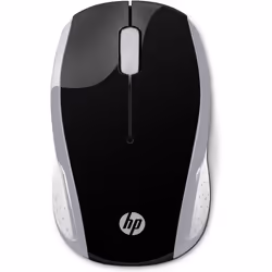 HP Souris sans fil 200 (Argent vif), Ambidextre, Optique, RF sans fil, 1000 DPI, Noir, Argent