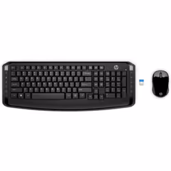 HP Clavier et souris sans fil 300, Taille réelle (100 %), Sans fil, RF sans fil, Clavier à membrane, Noir, Souris incluse