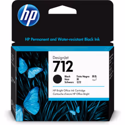 HP Cartouche d'encre DesignJet 712, noir, 80 ml, Rendement élevé (XL), Encre à pigments, 80 ml, 1 pièce(s), Paquet unique