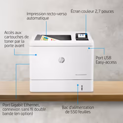 HP Color LaserJet Enterprise Imprimante M554dn, Imprimer, Impression USB en façade; Impression recto-verso - Vue supplémentaire 6