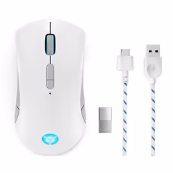 Lenovo Legion M600 Wireless Gaming, Ambidextre, Optique, RF Wireless + Bluetooth + USB Type-A, 16000 DPI, 1 ms, Vert, Blanc