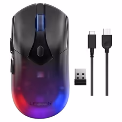 Lenovo Legion M410, Ambidextre, Optique, RF Wireless + USB Type-C, 16000 DPI, Noir, Transparent