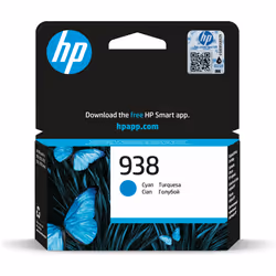 HP 938 Cartouche Encre Authentique Cyan, Rendement standard, 800 pages, 1 pièce(s), Paquet unique