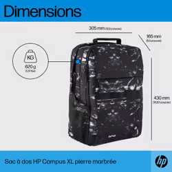 HP Sac à dos Campus XL imprimé marbre - Vue supplémentaire 12
