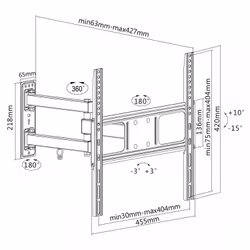 SBOX PLB-3644 support pour téléviseur 55" Noir