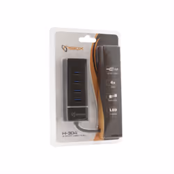 SBOX H-304 hub & concentrateur USB 3.2 Gen 1 (3.1 Gen 1) Type-A 5000 Mbit/s Noir