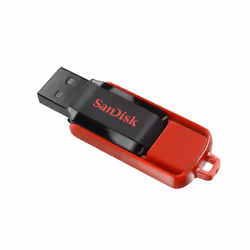 SanDisk Cruzer Switch, 16 Go, USB Type-A, 2.0, Pivotant, 3,63 g, Noir, Rouge