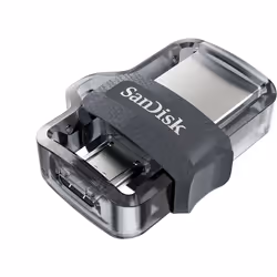 SanDisk Ultra Dual m3.0 lecteur USB flash 32 Go USB Type-A / Micro-USB 3.2 Gen 1 (3.1 Gen 1) Noir, Argent, Transparent