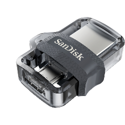 SanDisk Ultra Dual m3.0 lecteur USB flash 256 Go USB Type-A / Micro-USB 3.2 Gen 1 (3.1 Gen 1) Noir, Argent, Transparent