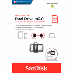 SanDisk Ultra Dual m3.0 lecteur USB flash 256 Go USB Type-A / Micro-USB 3.2 Gen 1 (3.1 Gen 1) Noir, Argent, Transparent - Vue supplémentaire 7