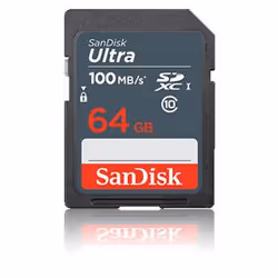 SanDisk Ultra, 64 Go, SDXC, Classe 10, UHS-I, 100 Mo/s, Class 1 (U1)