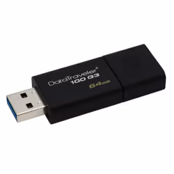 Kingston Technology DataTraveler 100 G3, 64 Go, USB Type-A, 3.2 Gen 1 (3.1 Gen 1), 40 Mo/s, Slide, Noir