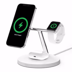 3-en-1, sans fil, 15 W, MagSafe, pour Apple iPhone 12, montre, AirPods, blanc