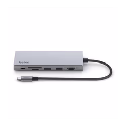 Belkin INC009BTSGY, USB Type-C, 100 W, 2500 Mbit/s, Argent, MicroSD (TransFlash), SD, 4K Ultra HD