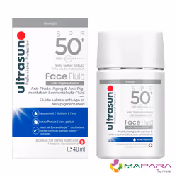 Ultrasun Face Fluid Anti-Pigmentation texture à absorption très rapide, extrêmement légère et non grasse. Idéal pour les peau ...