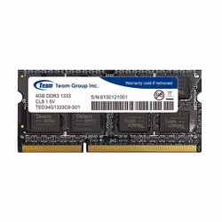 Team Group 4GB DDR3 So-DIMM 1333MHz, 4 Go, 1 x 4 Go, DDR3, 1333 MHz, 204-pin SO-DIMM, Noir