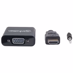 Manhattan 151559 câble vidéo et adaptateur 0,3 m HDMI + 3.5mm VGA (D-Sub) Noir