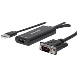 Manhattan 152426 câble vidéo et adaptateur 1 m USB Type-A + VGA (D-Sub) HDMI Noir