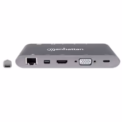 Manhattan 152808 station d'accueil Avec fil USB 3.2 Gen 1 (3.1 Gen 1) Type-C Argent