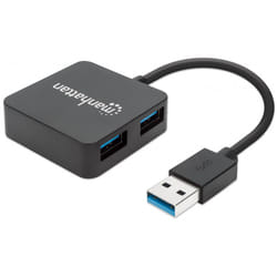 Manhattan 162296 hub & concentrateur USB 3.2 Gen 1 (3.1 Gen 1) Type-A 5000 Mbit/s Noir