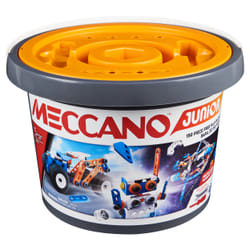 Meccano - BARIL 150 PIECES JUNIOR - 5 Modèles Différents A Construire - Jeu de Construction Avec 2 Outils - Alternative Aux Ecrans - Jouet Enfant 5 Ans Et +