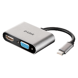 D-Link DUB-V210 câble vidéo et adaptateur 0,11 m USB Type-C HDMI + VGA (D-Sub) Gris