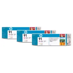 HP 91 3-pack 775-ml Light Magenta DesignJet Pigment Ink Cartridges cartouche d'encre 3 pièce(s) Original Magenta clair (C9487A)