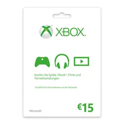 Microsoft Xbox LIVE Gift Card 15€ Jeu vidéo Carte cadeau