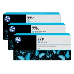 HP 771C pack de 3 cartouches d'encre DesignJet cyan clair, 775 ml (B6Y36A)