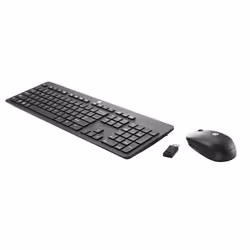 HP Clavier plat et souris sans fil, Taille réelle (100 %), Sans fil, RF sans fil, Noir, Souris incluse