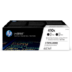 HP 410X LaserJet, lot de 2 cartouches de toner grande capacité authentiques, noir (CF410XD)