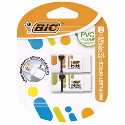 2 Gommes Bic Mini Plast Office Blanc