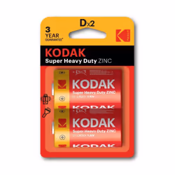 2 Piles KODAK Super Heavy Duty Zinc D 1.5v