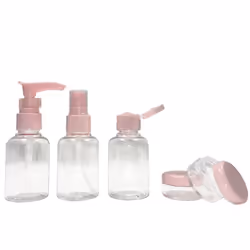 Kit voyage pour cosmétiques ( gel douche , shampoing , lait, lotion ,parfum )