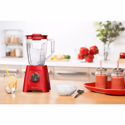 Moulinex LM420510 blender 2 L Mélangeur de table 550 W Rouge, Transparent - Vue supplémentaire 4