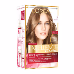 L’Oréal Excellence Coloration 7 Blond - Une coloration triple soin pour une couleur riche, soyeuse et lumineuse - Enrichie en ...