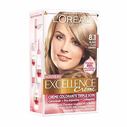 L’Oréal Excellence Coloration 8.1 Blond clair cendré - Une coloration triple soin pour une couleur riche, soyeuse et lumineus ...
