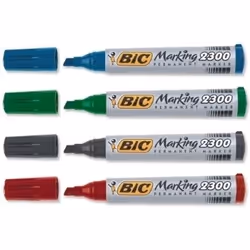 Pochette 4 Marqueur permanent BIC 2300 -- Marqueur permanent à base d'alcool - Pointe biseau