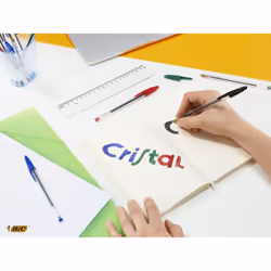 BIC Cristal Original Noir, Bleu, Vert, Rouge Stylo à bille rétractable avec clip Moyen 10 pièce(s)