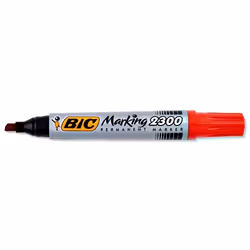 BIC Marking 2300, Rouge, Pointe biseautée, Gris, Rouge, 3,1 mm, 5,3 mm, Carton, Verre, Métal, Papier, Plastique